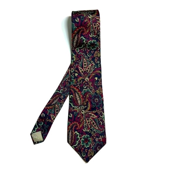 Vintage Christian Dior Navy Paisley Silk Tie - Picture 3 of 8